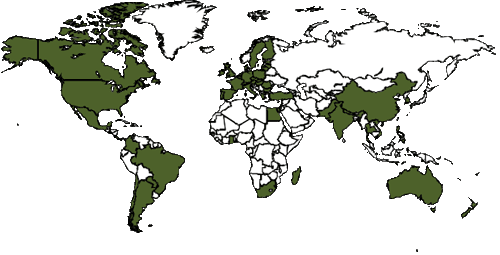 図１　生物多様性オフセットを制度化している国々（2010年８月現在）