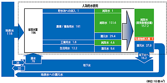図４　インダス川流域のWA+ 取水シート（2007 年）