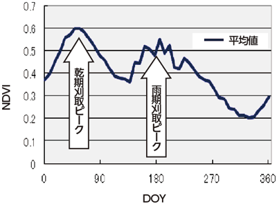 図６　NDVI経時変化の平均