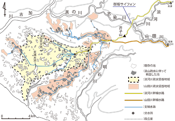 図１　淡山疏水と溜池