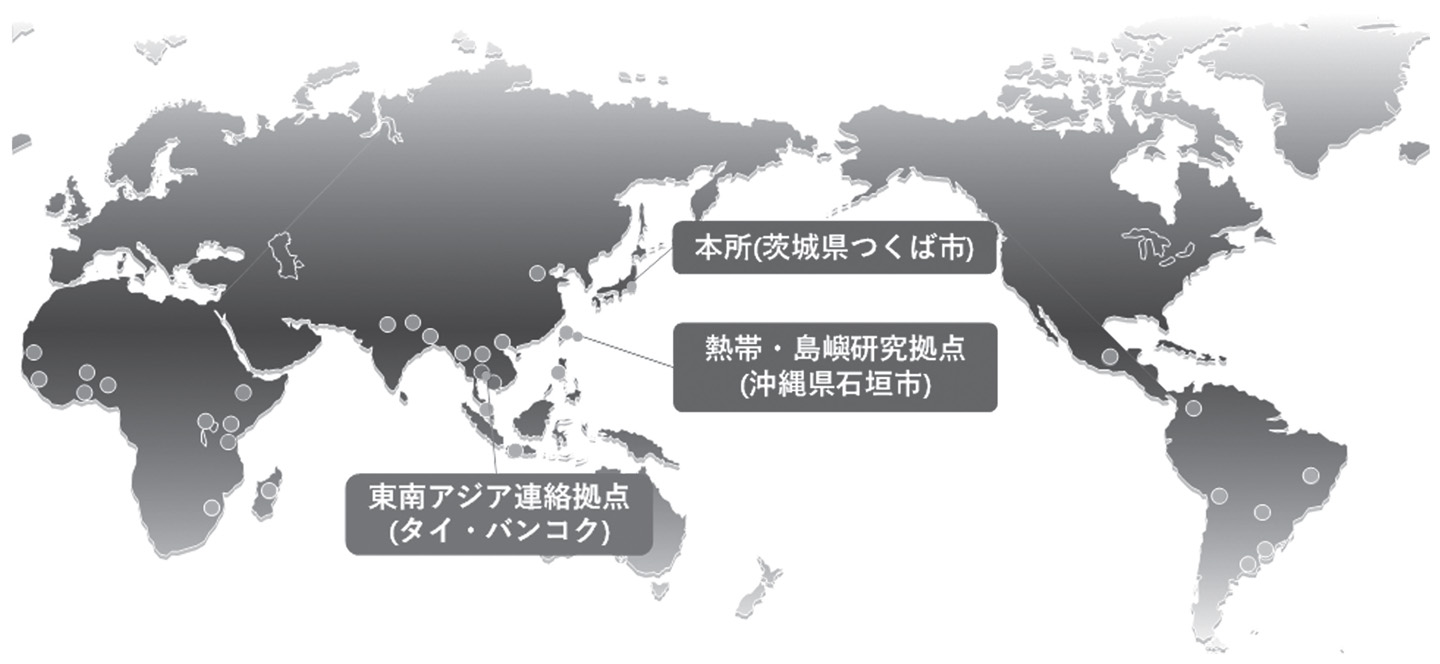 図１　JIRCASが共同研究を実施している国·地域