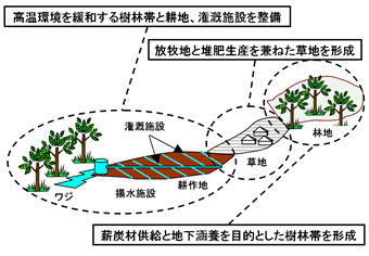図2 循環型新生ワジ農業村落形態