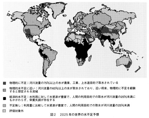図2 2025年の世界の水不足予想